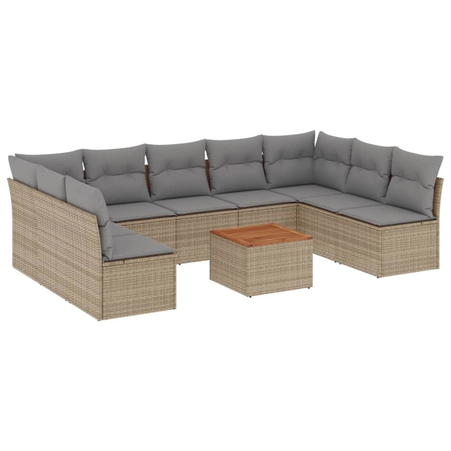 vidaXL 10-Tlg Garten-Sofagarnitur mit Kissen Beige Poly Rattan 3223791 günstig online kaufen