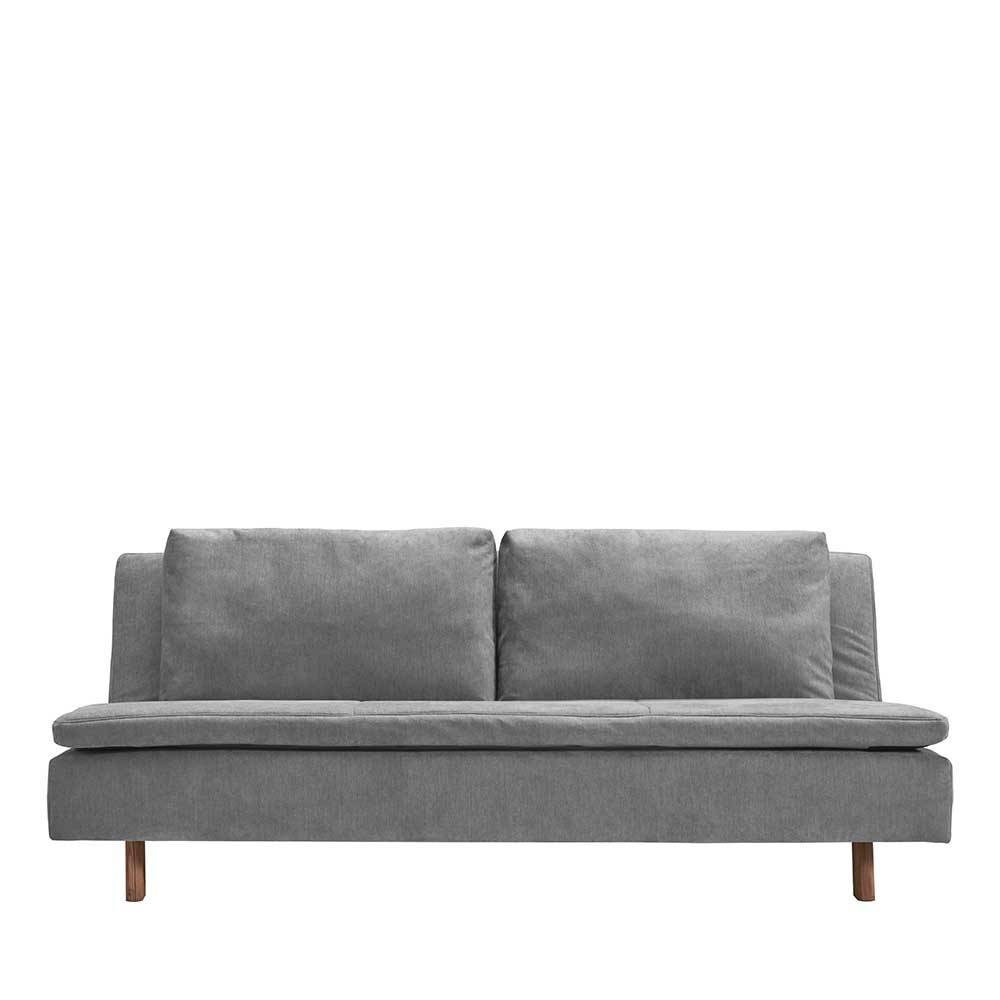 Ausklappbares Sofa grau aus Microvelour modernem Design günstig online kaufen