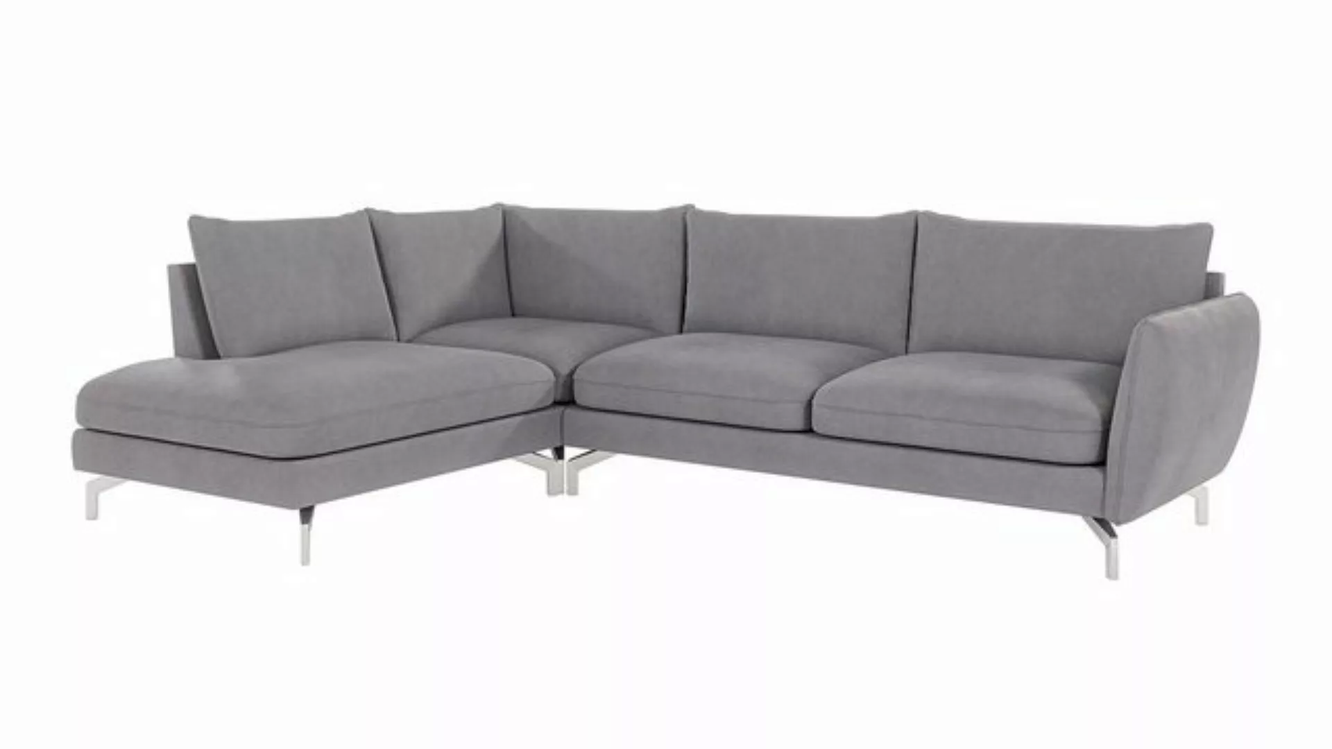 S-Style Möbel Ecksofa Benita mit Silber Metall Füßen, Ottomane links oder r günstig online kaufen