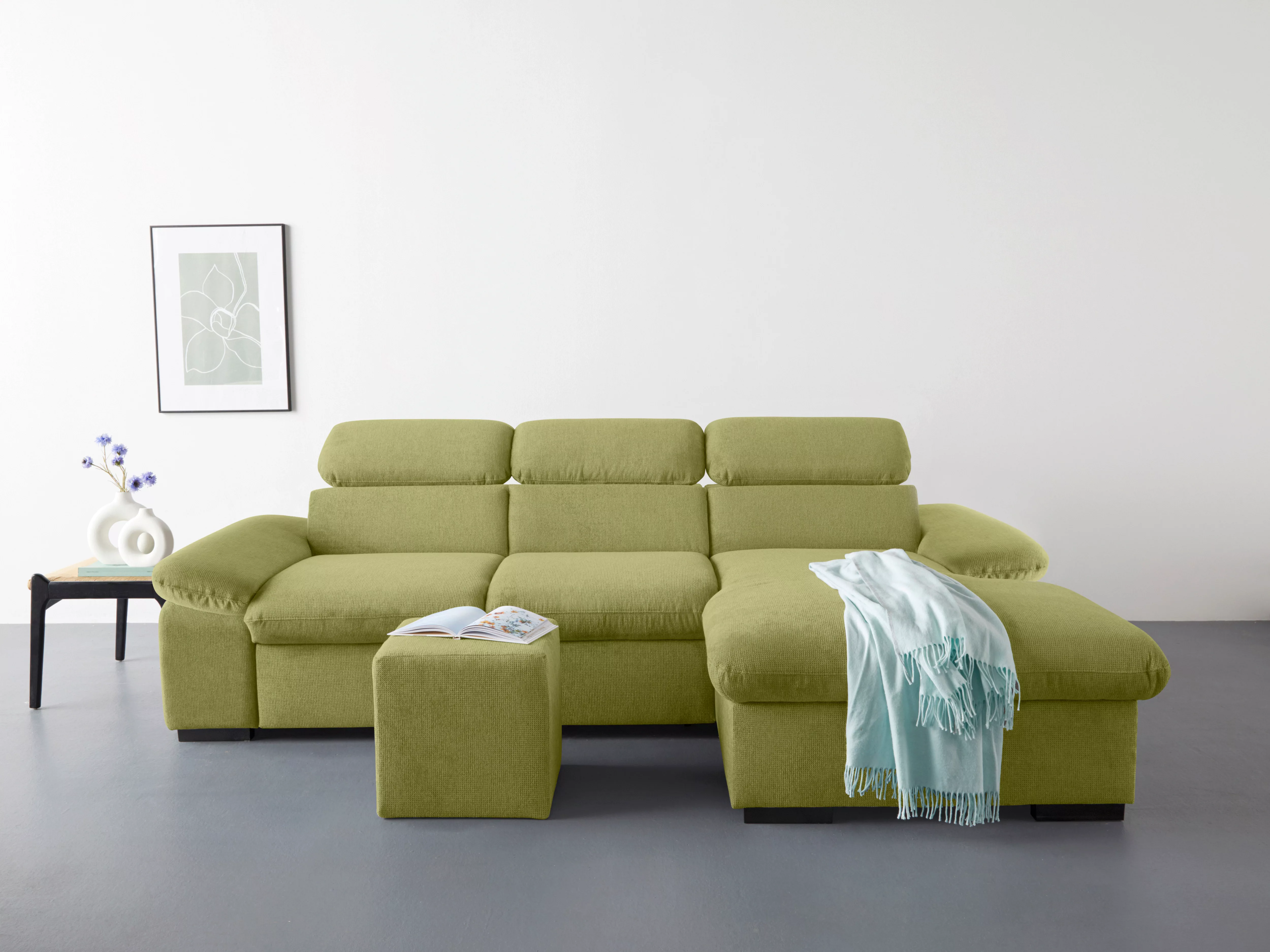 COTTA Ecksofa "Lola L-Form", (Set, mit Hocker), mit Hocker & Kopfteilfunkti günstig online kaufen