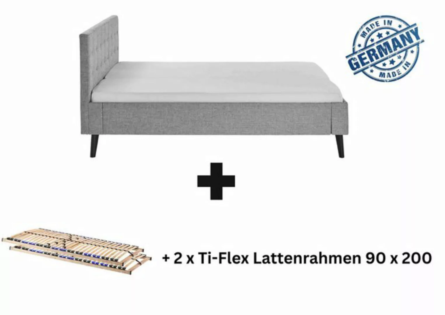 Aileenstore Polsterbett Amira, Doppelbett 180 x 200 cm, Kopfteil gesteppt G günstig online kaufen