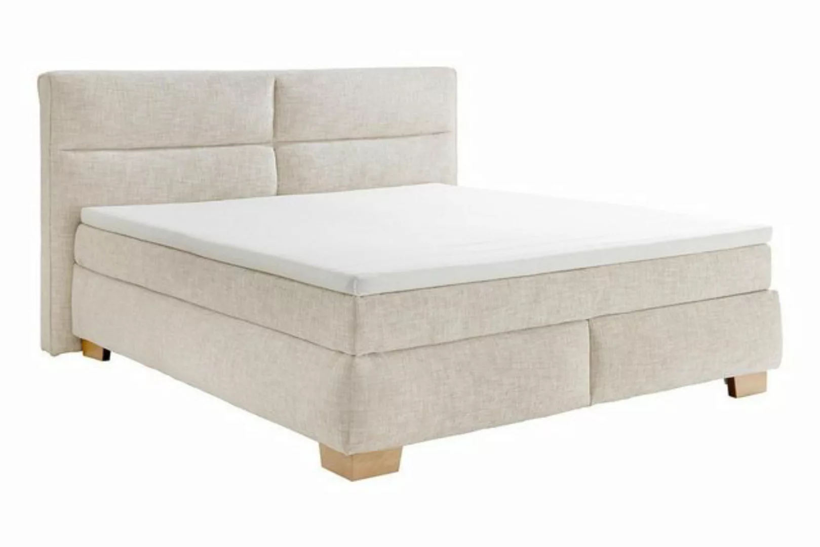 Boxspringbett CORNELIA, 180 x 200 cm, Beige, Webstoff, wendbare TTFK-Matrat günstig online kaufen