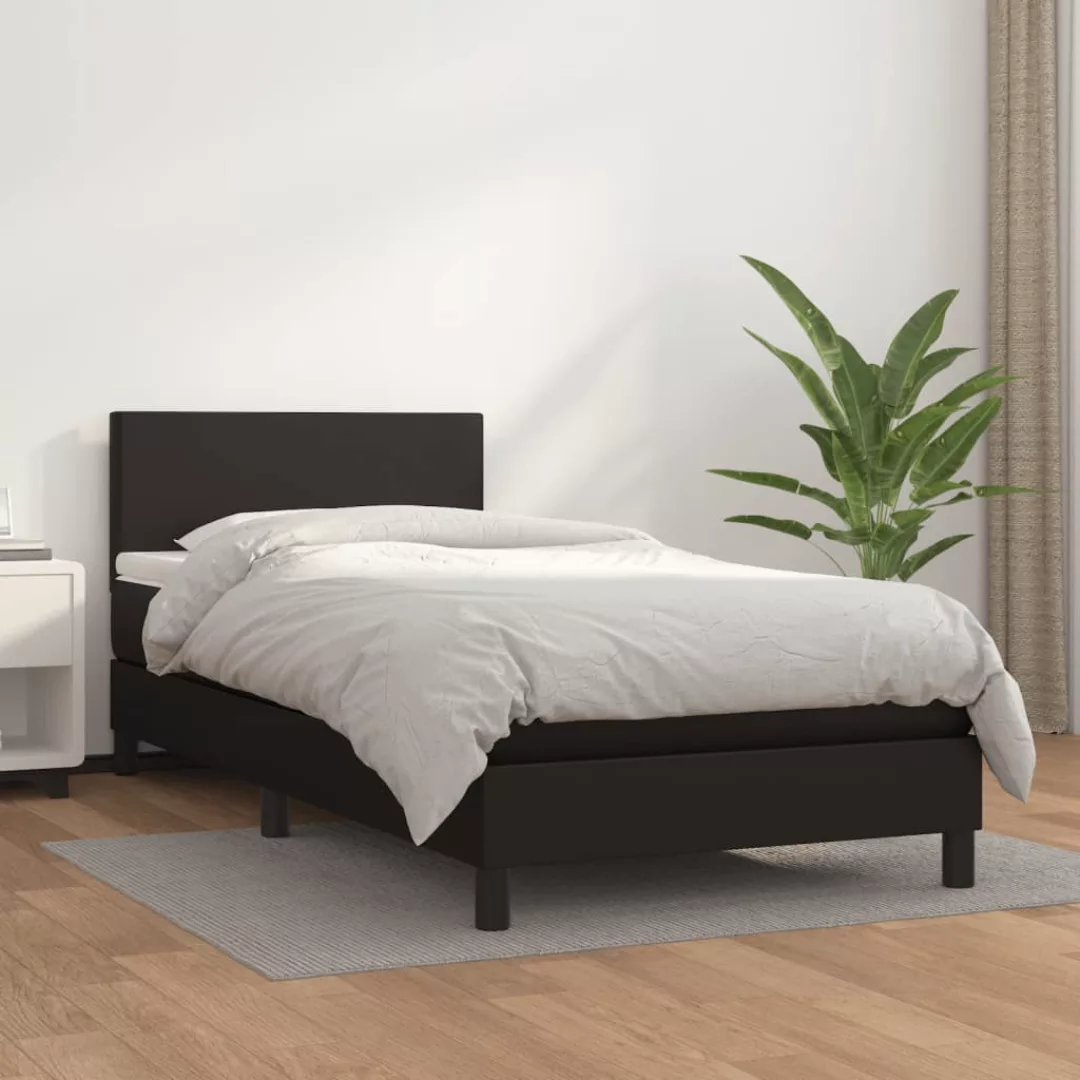 Vidaxl Boxspringbett Mit Matratze Schwarz 80x200 Cm Kunstleder günstig online kaufen