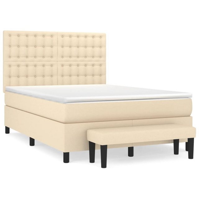 vidaXL Boxspringbett Boxspringbett mit Matratze Creme 140x200 cm Stoff Bett günstig online kaufen