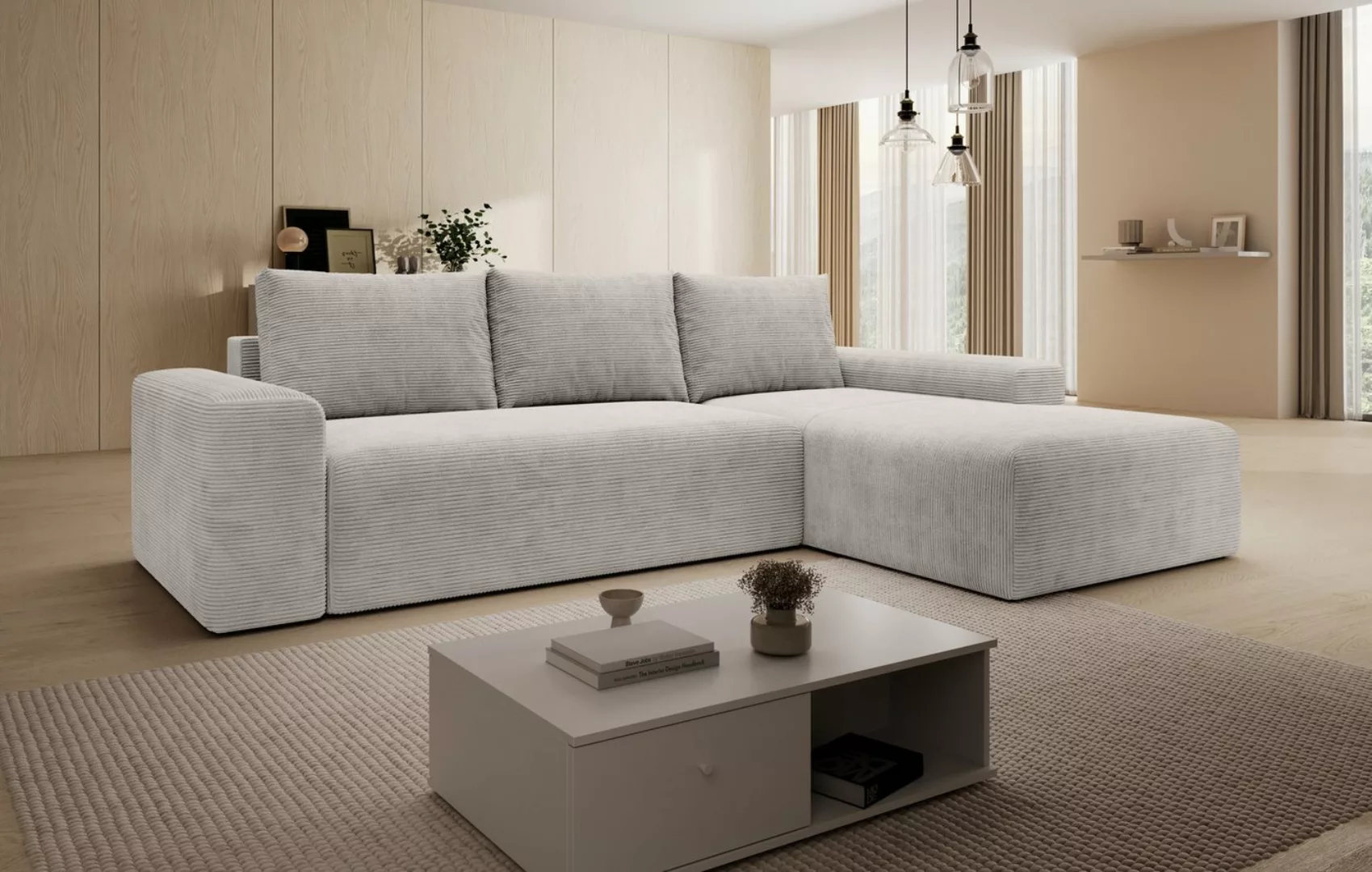 PROMETO Möbel Ecksofa L-Sofa Amalfi, Eckcouch L-Form,Polstersofa Breitcord- günstig online kaufen