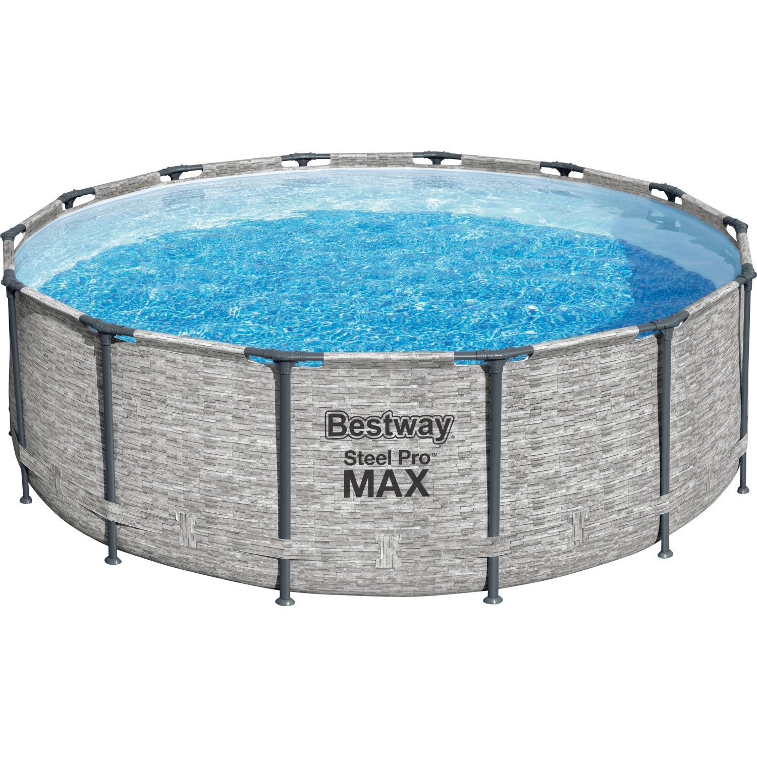 Bestway Stahlrahmen-Pool Set Steel Pro Max Frame Ø 427 x 122 cm Rund Grau günstig online kaufen