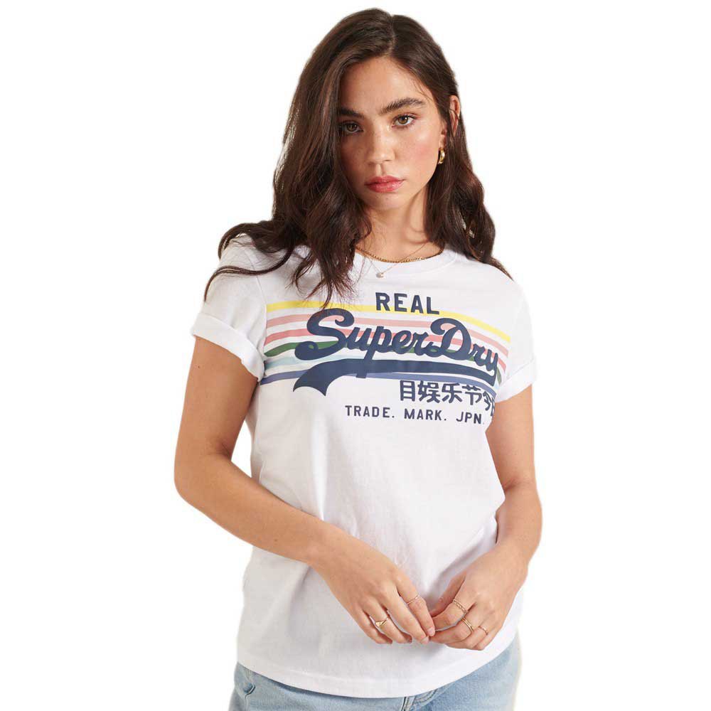 Superdry Vintage Logo Rainbow Stripe Kurzarm T-shirt L Optic günstig online kaufen