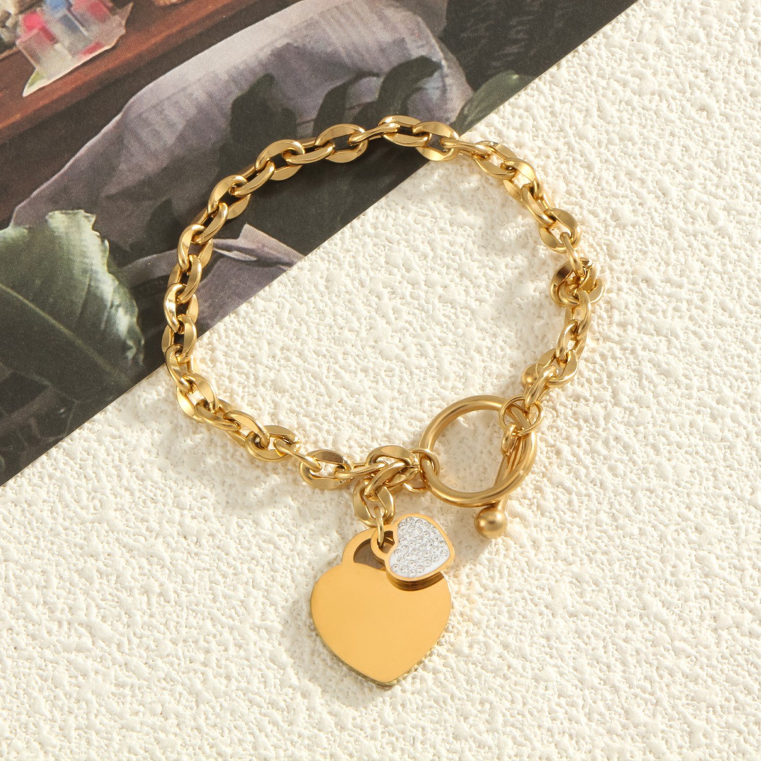 KARMA Edelstahlarmband Armband Charms Herzen Zirkonia günstig online kaufen