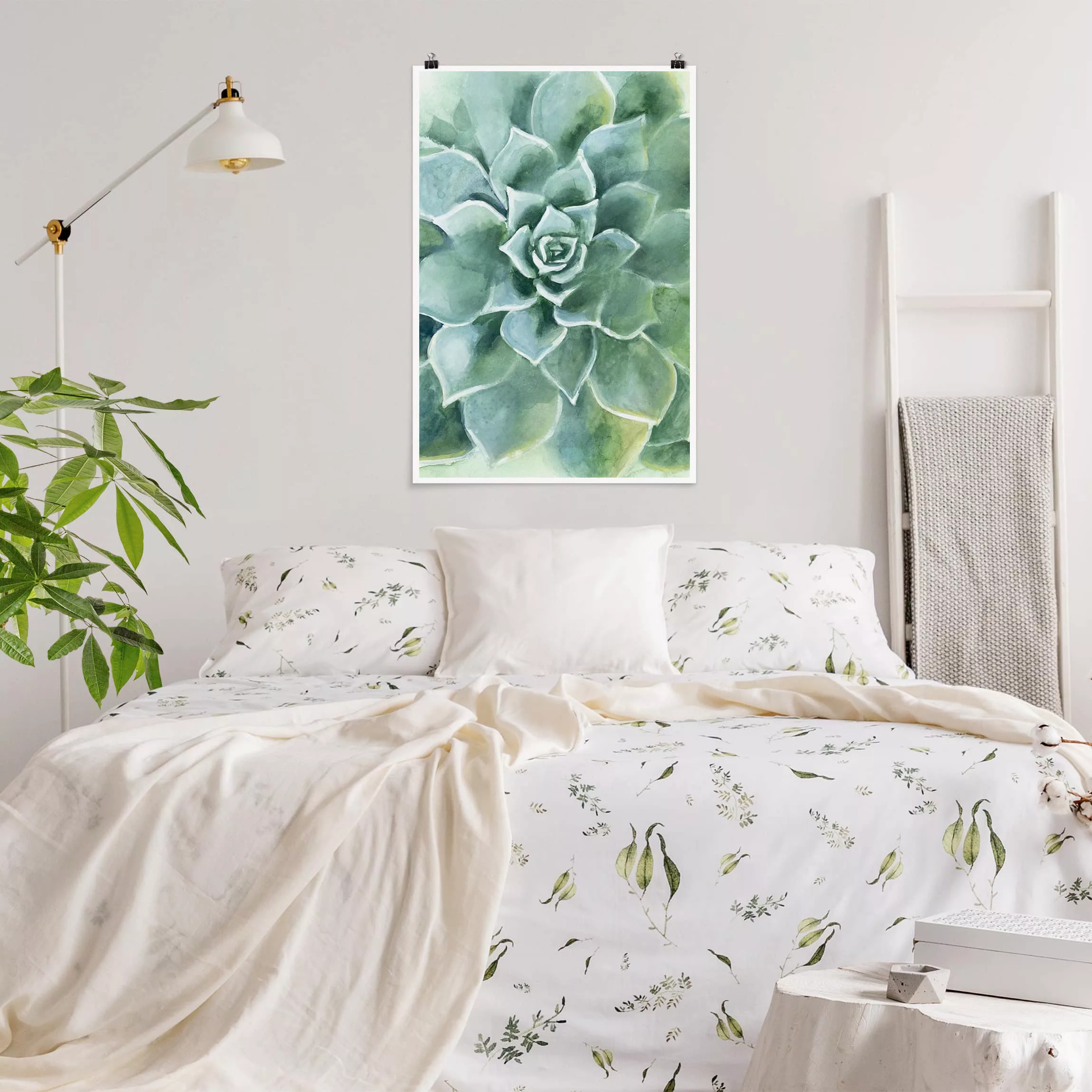 Poster Blumen - Hochformat Sukkulente Aquarell Dunkel günstig online kaufen
