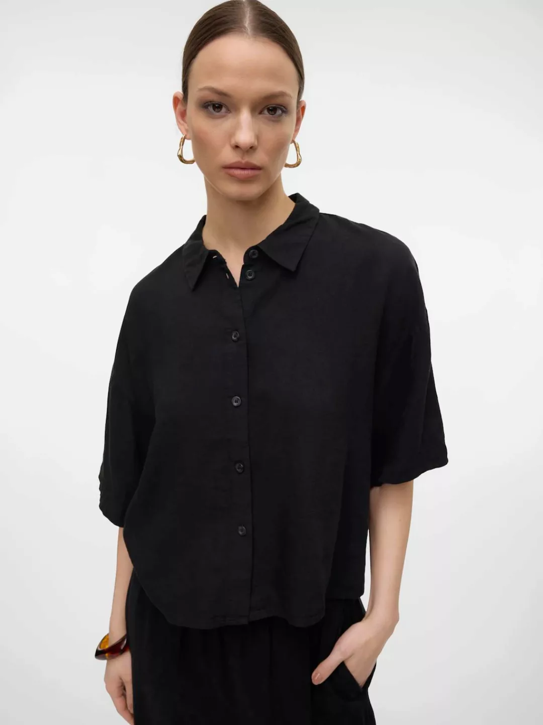 Vero Moda Hemdbluse VMLINN LINEN 2/4 SHORT SHIRT WVN NOOS günstig online kaufen