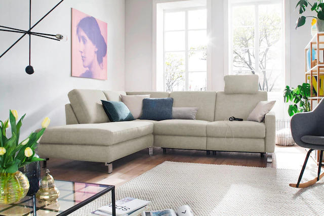 3C Candy Ecksofa "Mainau modern und elegant, mit gutem Sitzkomfort, L-Form" günstig online kaufen