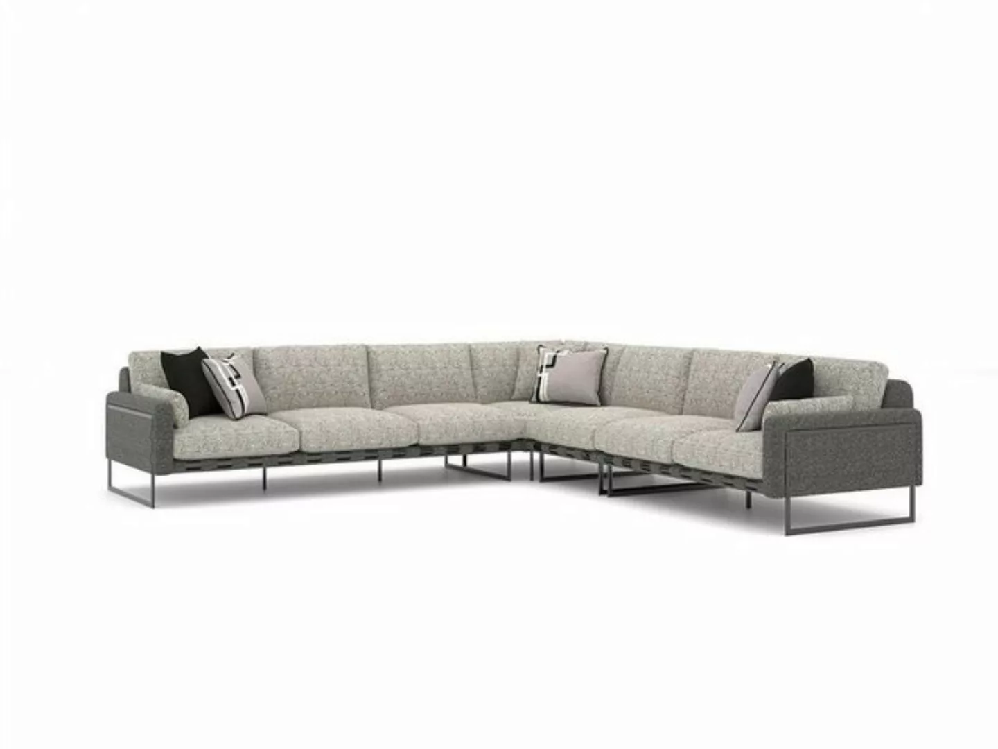 JVmoebel Ecksofa Modern Grau Ecksofa L-Form Wohnzimmer Luxus Design Textil günstig online kaufen