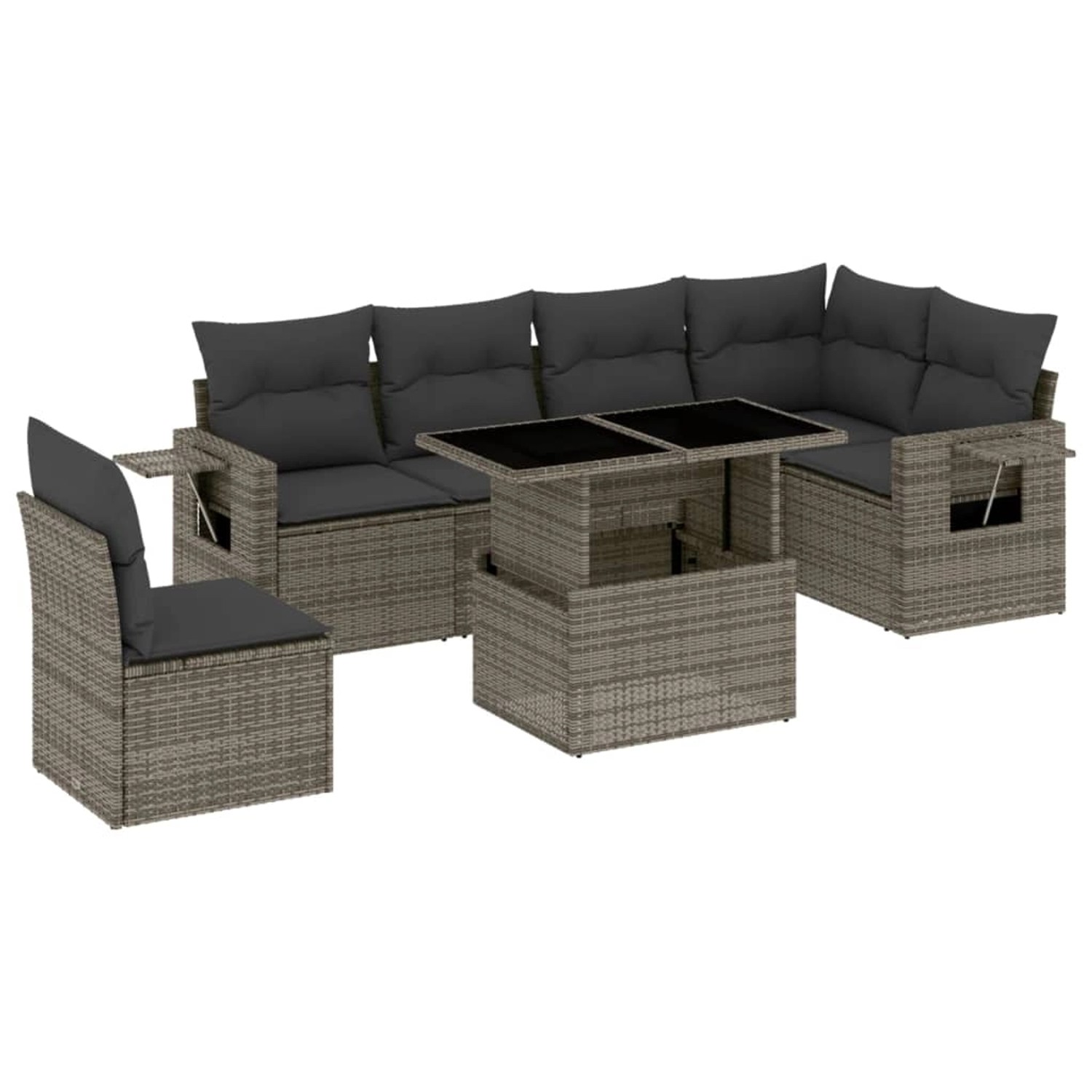 vidaXL 7-tlg Garten-Sofagarnitur mit Kissen Grau Poly Rattan Modell 165 günstig online kaufen