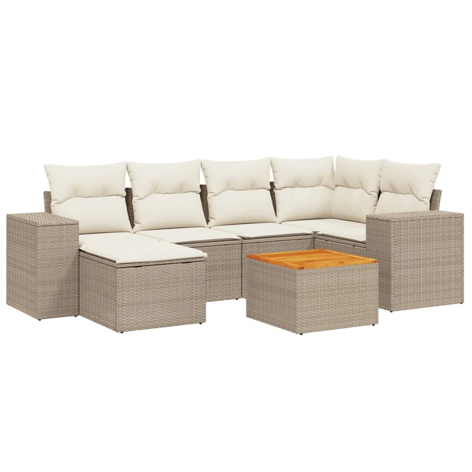 vidaXL 7-Tlg Garten-Sofagarnitur mit Kissen Beige Poly Rattan 3257878 günstig online kaufen
