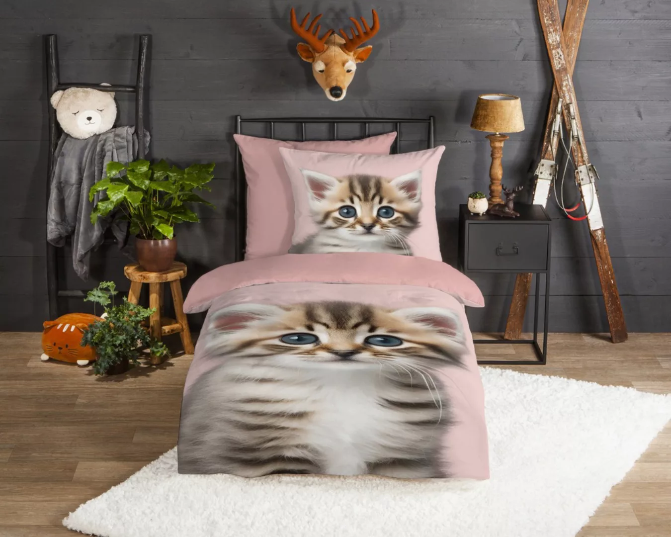 good morning Kinderbettwäsche »Meow«, Flanell, Biber, 135x200, Warm, Wendeo günstig online kaufen