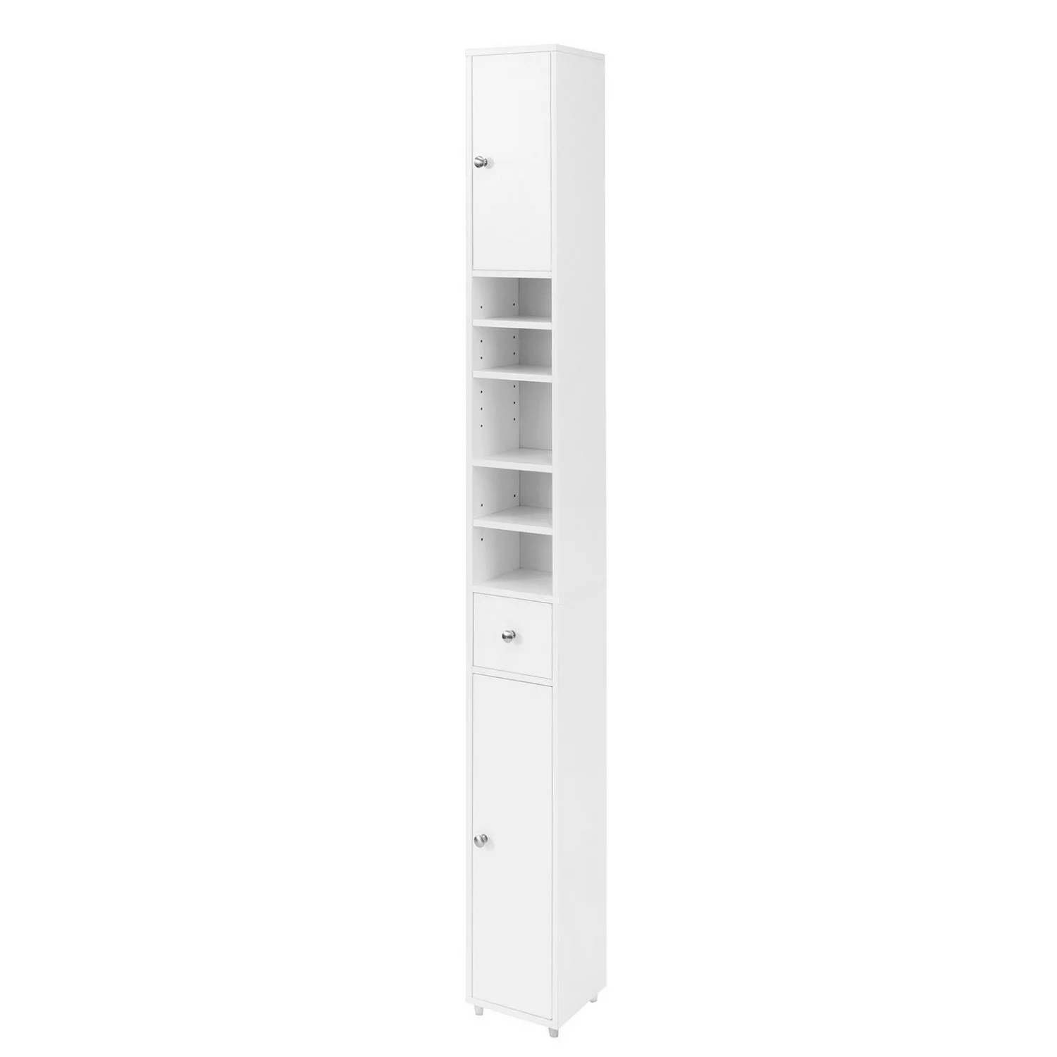 SoBuy Badezimmerschrank mit 5 Fächern und 1 Schublade MDF Weiß BZR34-W günstig online kaufen