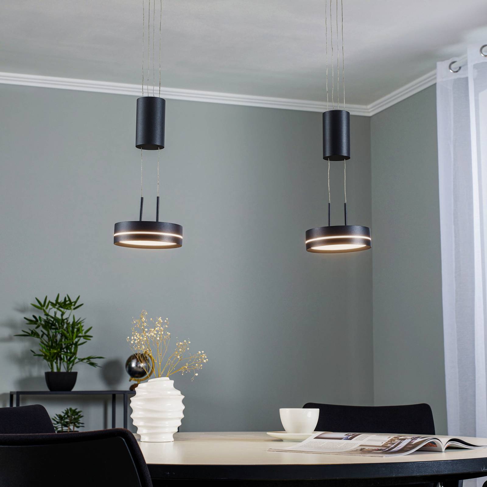 Lindby Eilika LED-Pendelleuchte, 2-fl. anthrazit günstig online kaufen