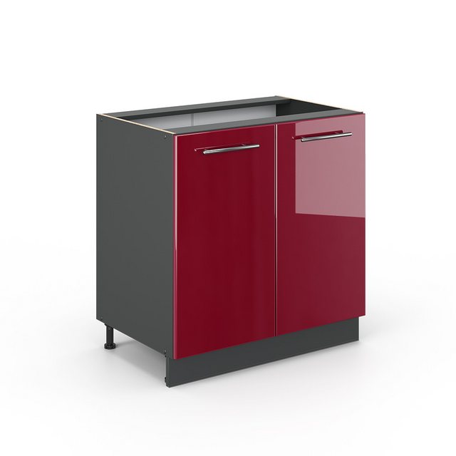 Vicco Spülenunterschrank Fame-Line, Bordeaux Hochglanz/Anthrazit, 80 cm mit günstig online kaufen