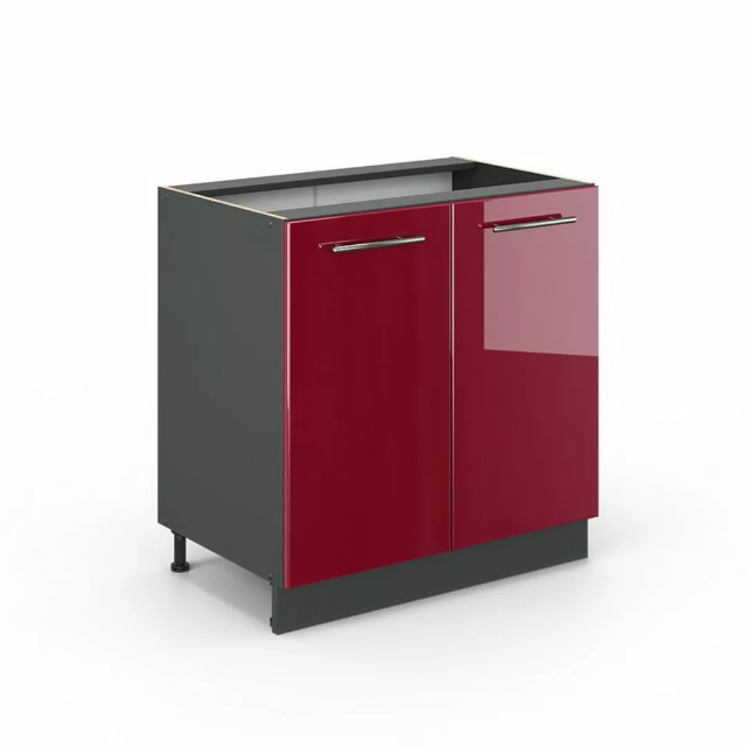 Vicco Spülenunterschrank Fame-Line, Bordeaux Hochglanz/Anthrazit, 80 cm mit günstig online kaufen