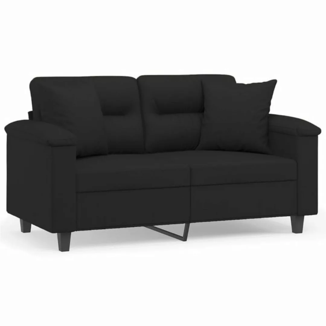 vidaXL Sofa, 2-Sitzer-Sofa mit Kissen Schwarz 120 cm Mikrofasergewebe günstig online kaufen