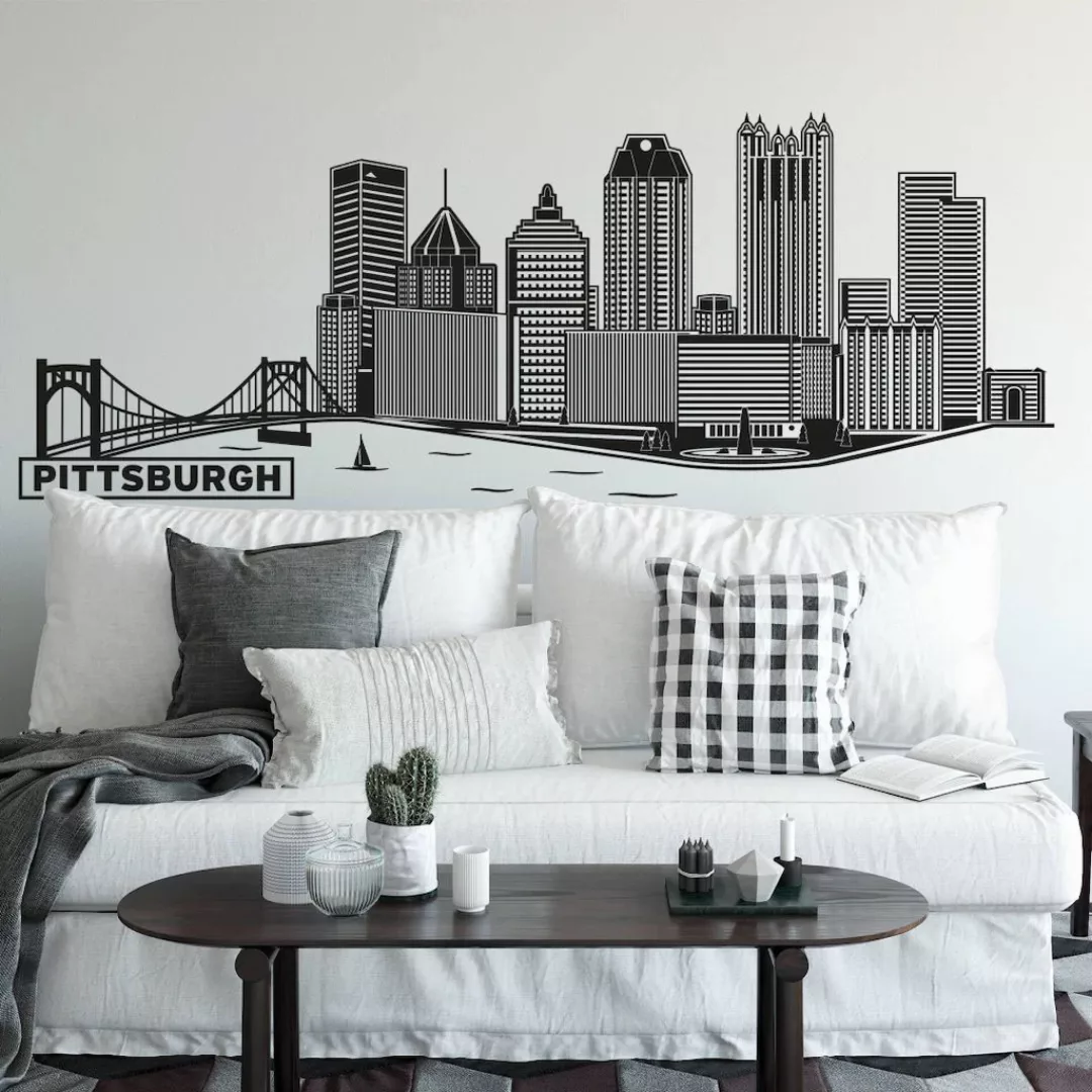 Wall-Art Wandtattoo »XXL Stadt Skyline Pittsburgh 120cm«, (1 St.), selbstkl günstig online kaufen