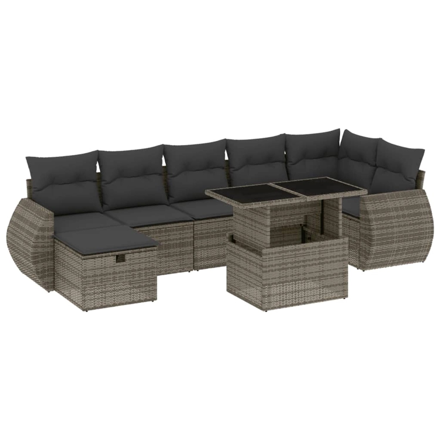 vidaXL 8-Tlg Garten-Sofagarnitur mit Kissen Grau Poly Rattan 3275150 günstig online kaufen