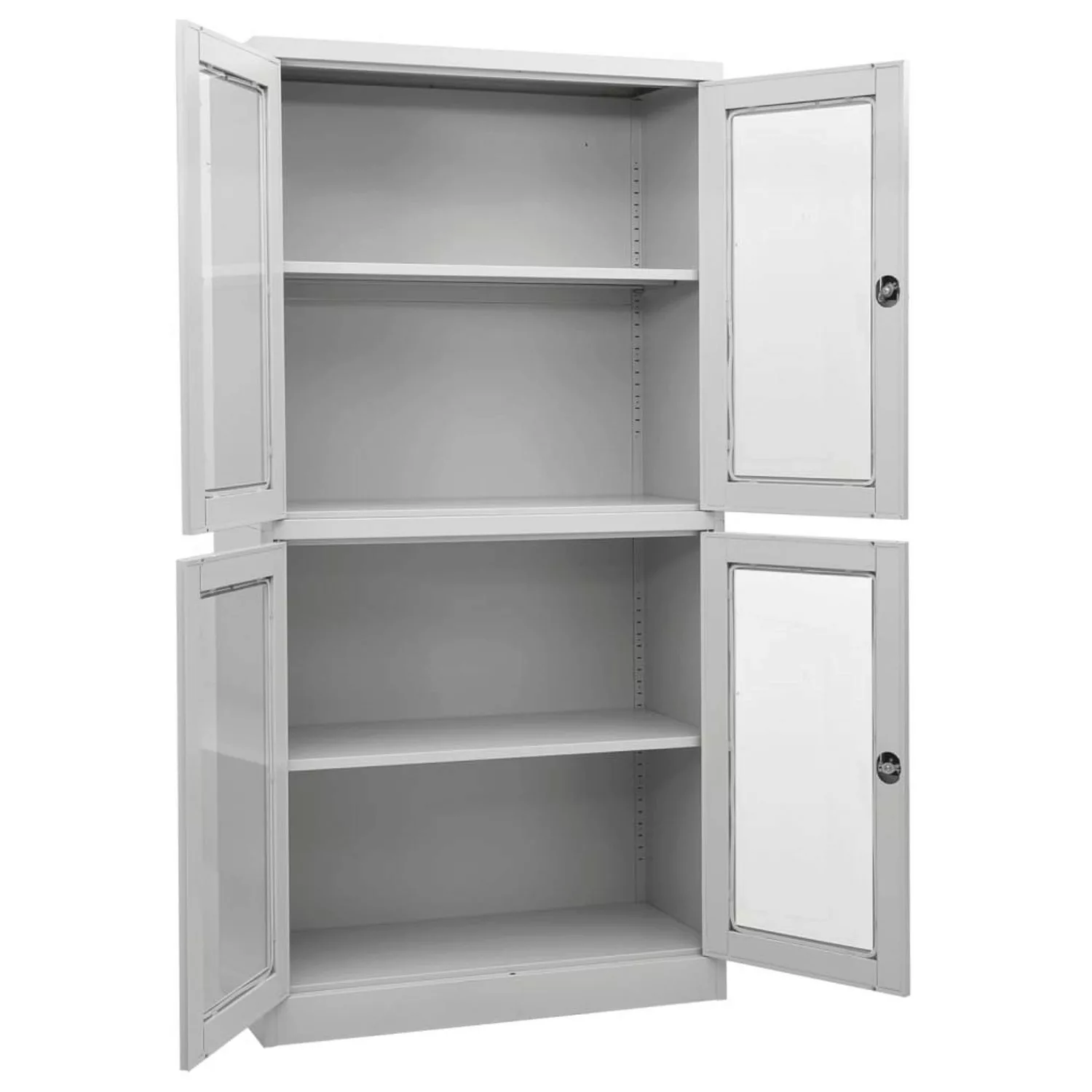 Büroschrank Hellgrau 90x40x180 Cm Stahl Und Gehertetes Glas günstig online kaufen