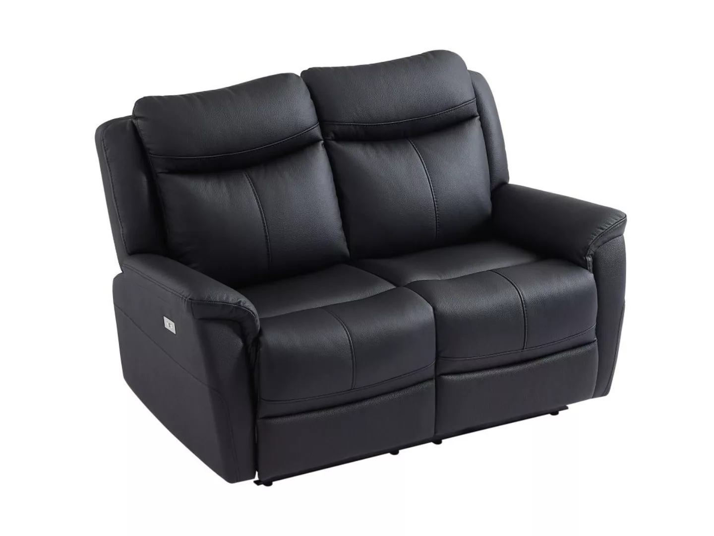 Relaxsofa 2-Sitzer elektrisch - Rindsleder - Schwarz - NOMAJO günstig online kaufen