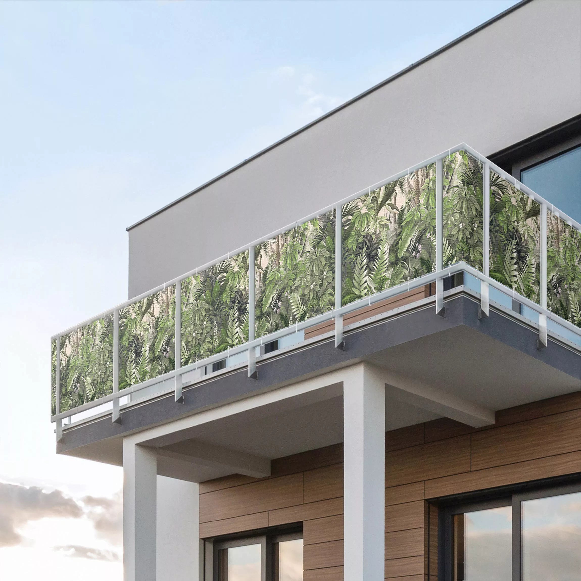 Balkon Sichtschutz Dschungelpflanzen in Grün günstig online kaufen