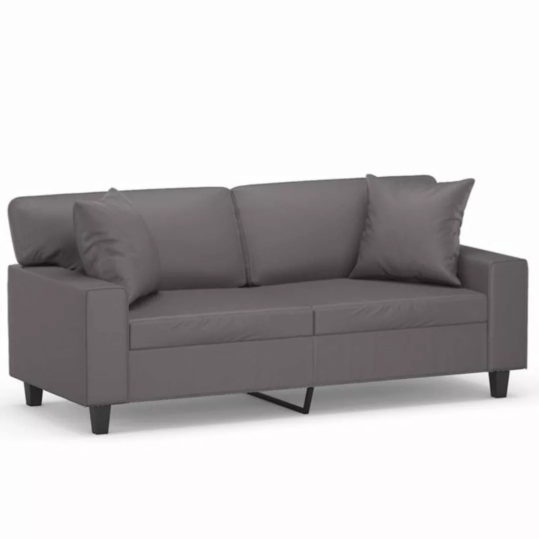 vidaXL Sofa 2-Sitzer-Sofa mit Zierkissen Grau 140 cm Kunstleder günstig online kaufen