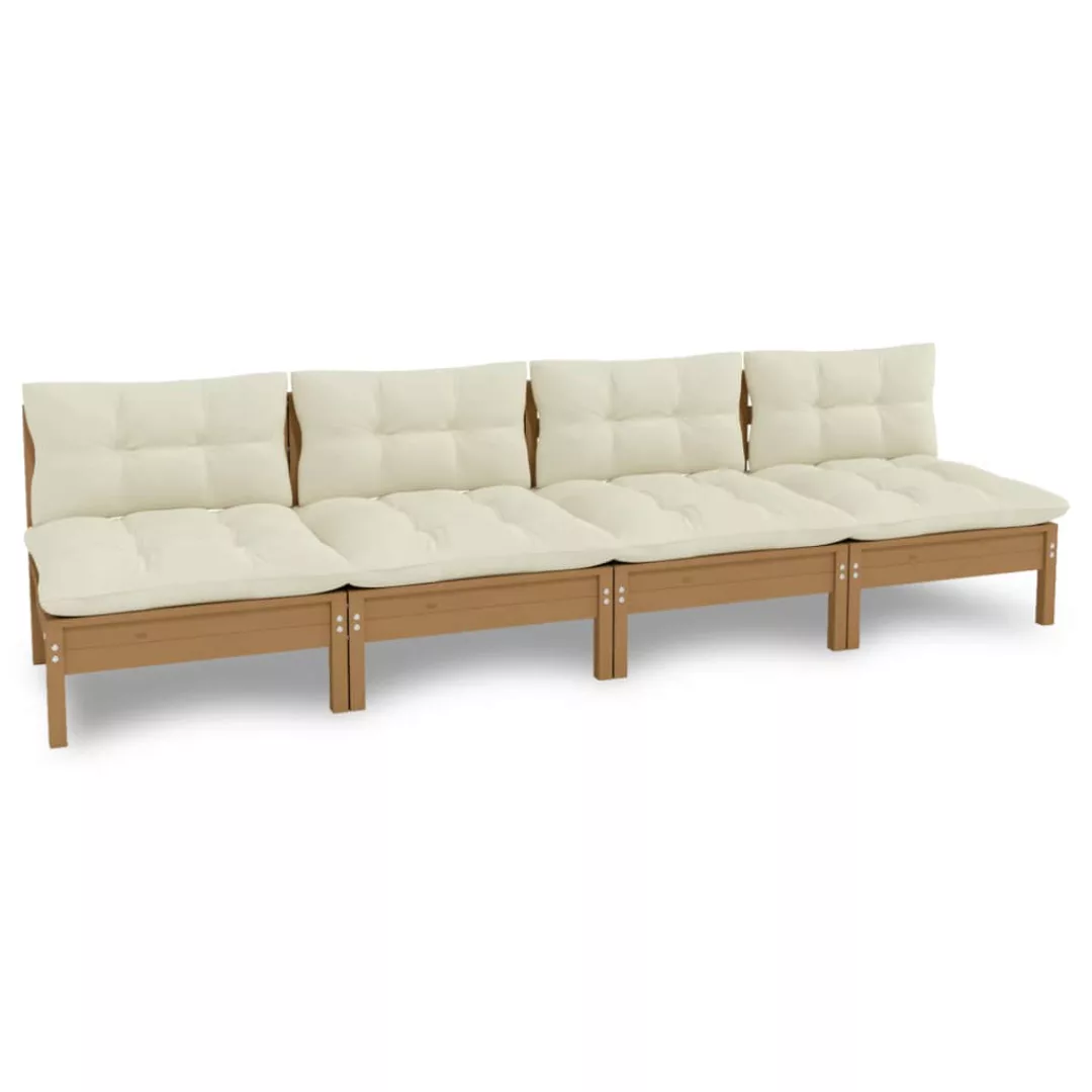 4-sitzer-gartensofa Mit Creme Kissen Massivholz Kiefer günstig online kaufen