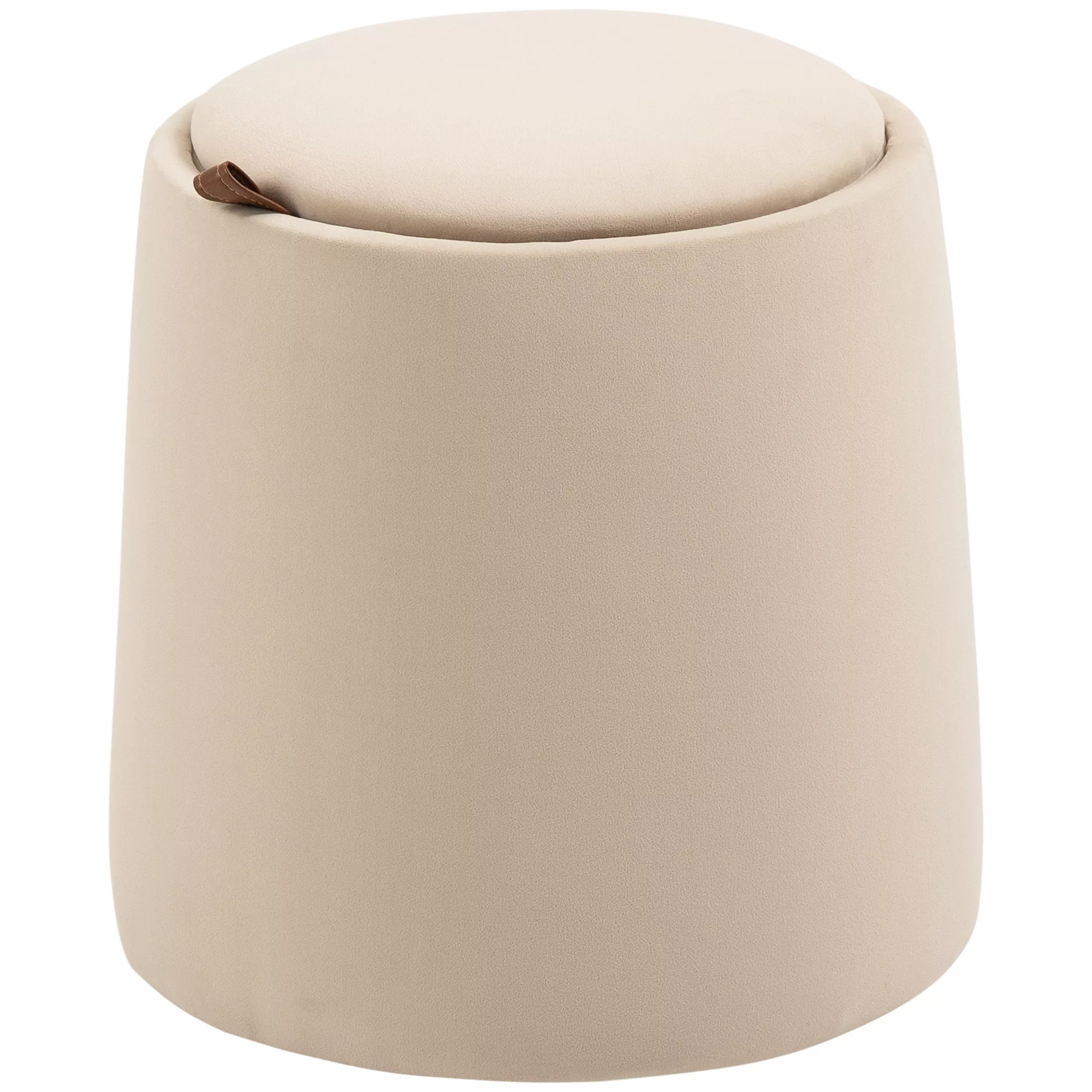 HOMCOM Ottomane runder Sitzhocker mit Stauraum in Beige Samtoptik abnehmbar günstig online kaufen