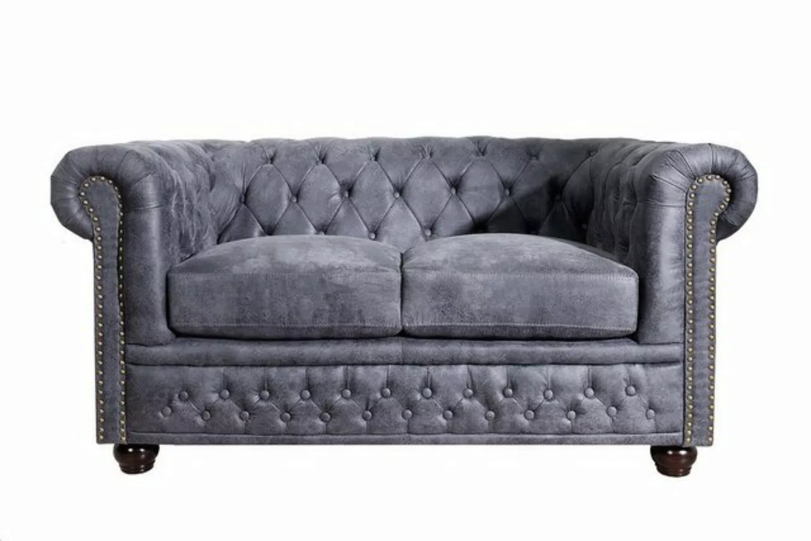 Casa Padrino Chesterfield-Sofa Chesterfield 2er Sofa Antikgrau aus dem Haus günstig online kaufen