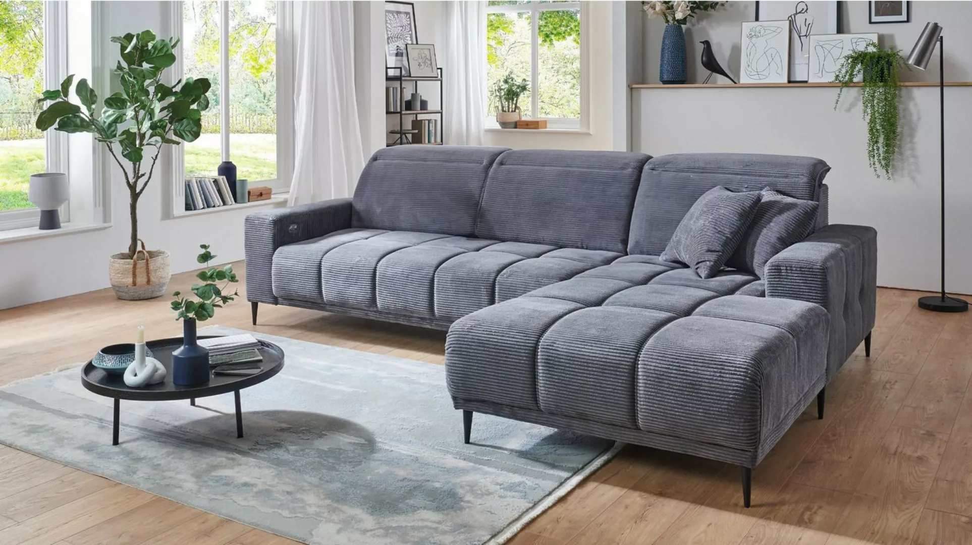 Massivart® Ecksofa MARISOL Cord grau, beige, rost, grün / 286 cm / Cordsofa günstig online kaufen