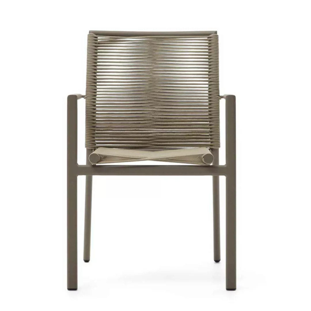 Gartenstühle Kordel Aluminium in Braun Beige Armlehnen (4er Set) günstig online kaufen