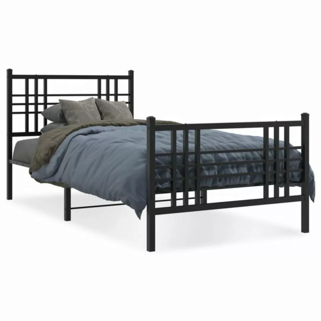 vidaXL Bett Bettgestell mit Kopf- und Fußteil Metall Weiß 107x203 cm günstig online kaufen