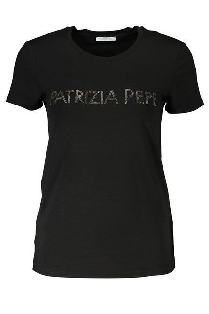 Patrizia Pepe T-Shirt Elegantes schwarzes Damen T-Shirt aus Bio-Baumwolle günstig online kaufen