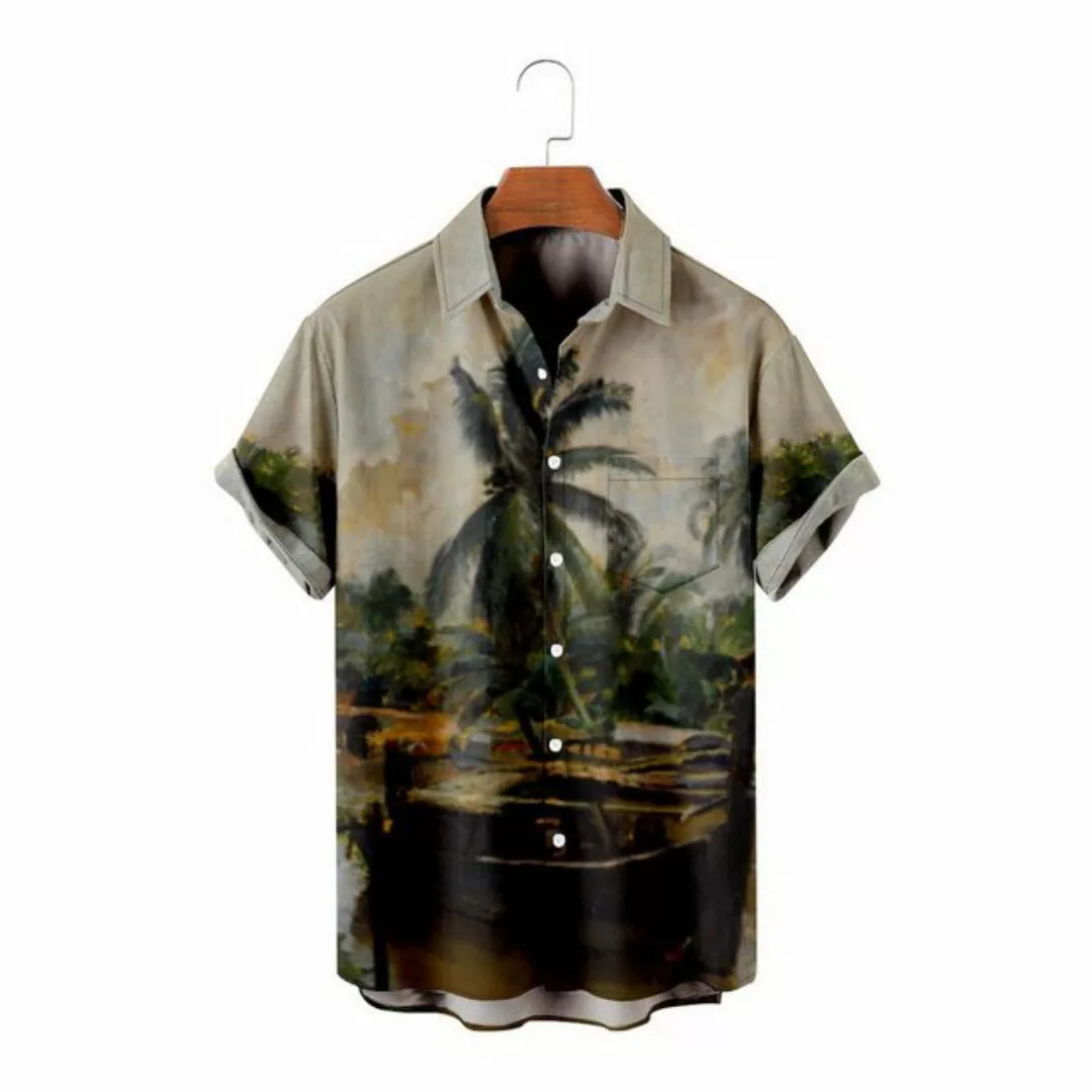 AUKUU Hawaiihemd Herrenhemd mit bedrucktem Muster, lässig und locker, für d günstig online kaufen