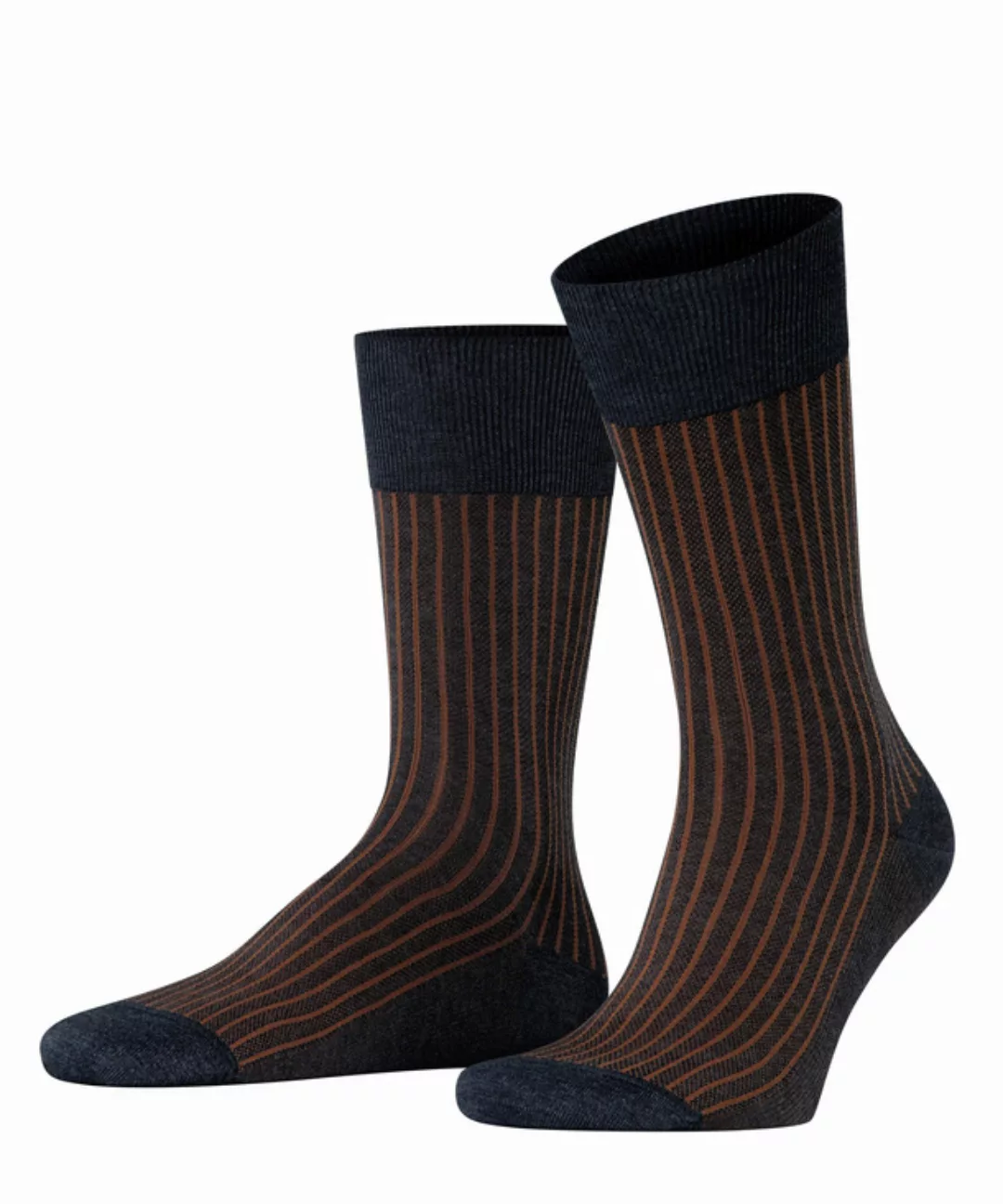 FALKE Oxford Stripe Herren Socken, 39-40, Grau, Rippe, Baumwolle, 13379-309 günstig online kaufen
