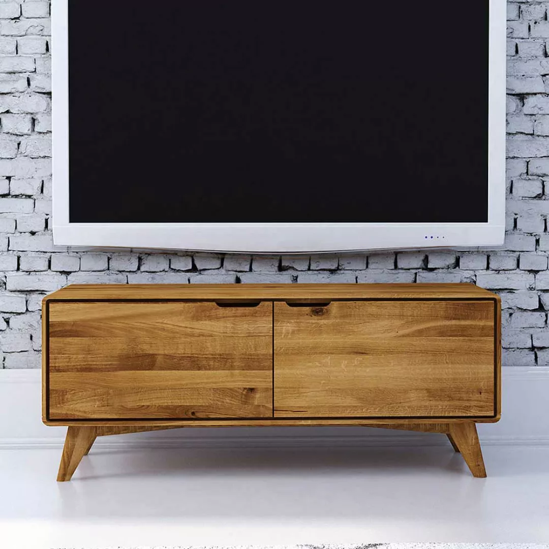 Fernsehboard aus Wildeiche Massivholz 120 cm breit günstig online kaufen