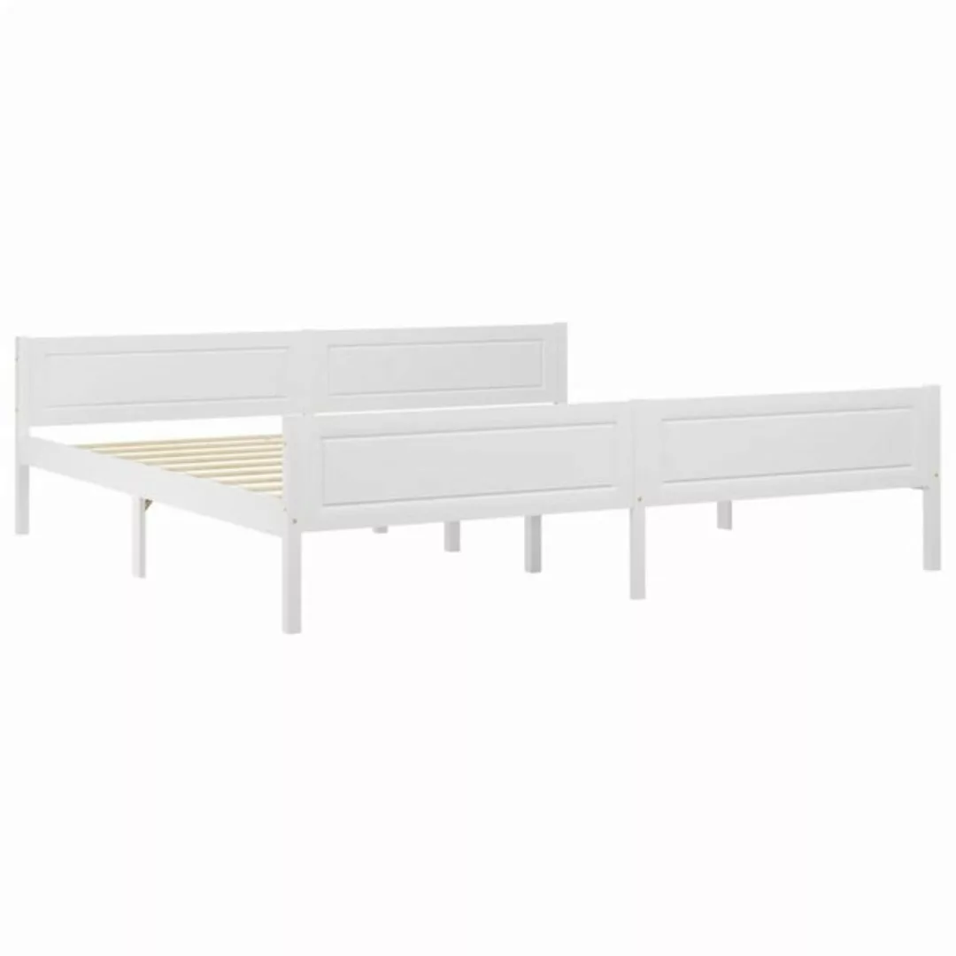 vidaXL Bettgestell Massivholzbett Kiefer Weiß 200x200 cm Bett Bettgestell günstig online kaufen