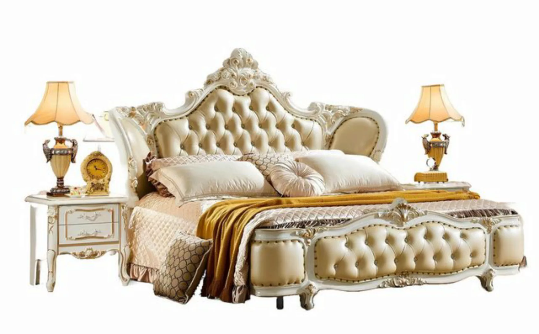 Xlmoebel Bett Schlafzimmerbett Chesterfield Beige 180x200cm von JV Möbel in günstig online kaufen