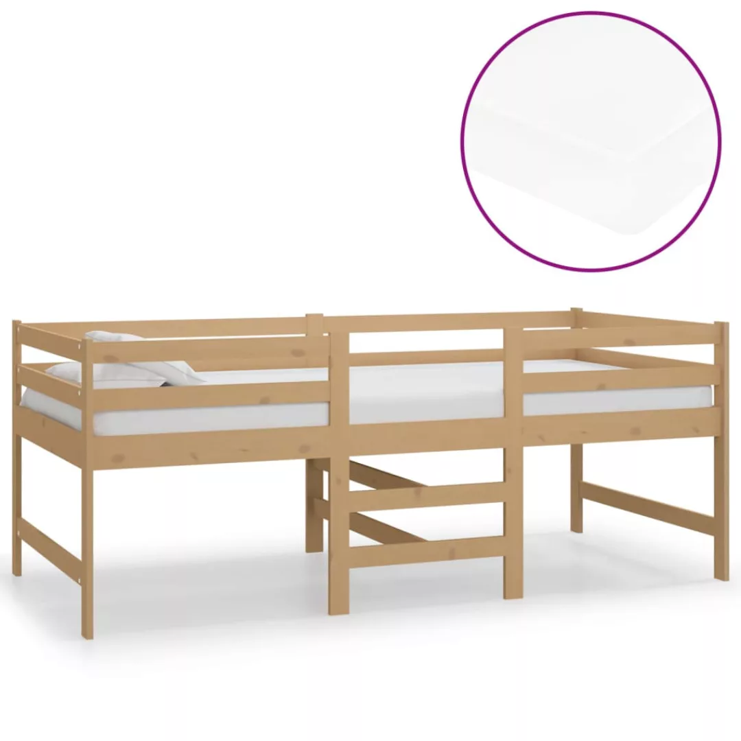 vidaXL Bettgestell Mittelhohes Bett mit Matratze Honigbraun 90x200 cm Massi günstig online kaufen