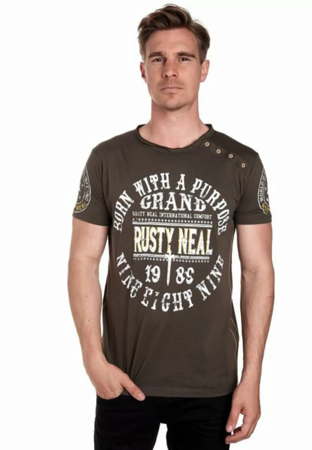 Rusty Neal T-Shirt, mit seitlicher Knopfleiste günstig online kaufen