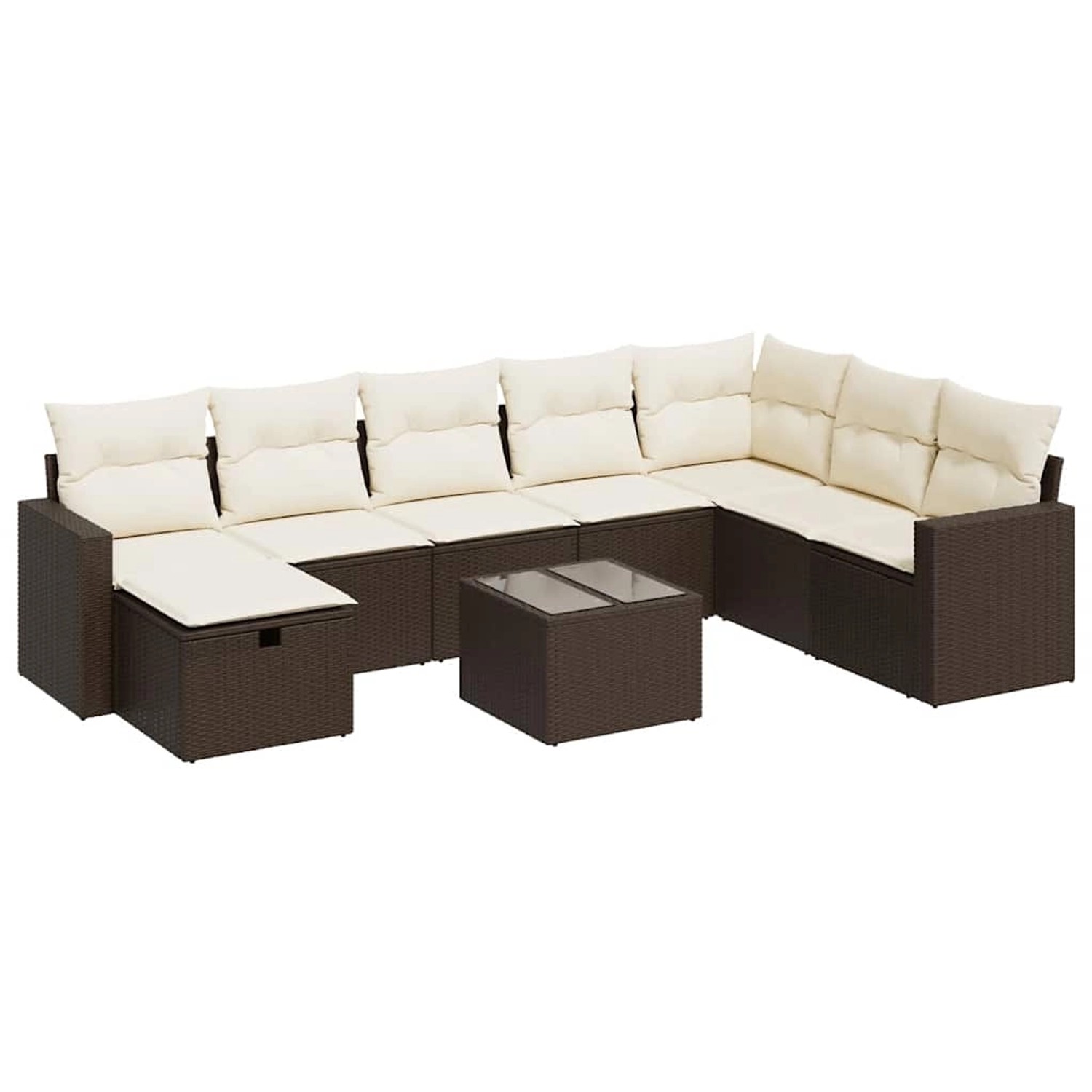 vidaXL 9-Tlg Garten-Sofagarnitur mit Kissen Braun Poly Rattan 3325449 günstig online kaufen