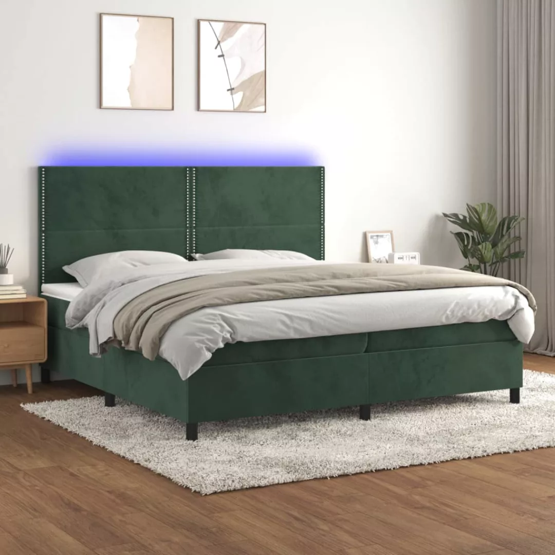 vidaXL Bettgestell Boxspringbett mit Matratze LED Dunkelgrün 200x200 cm Sam günstig online kaufen