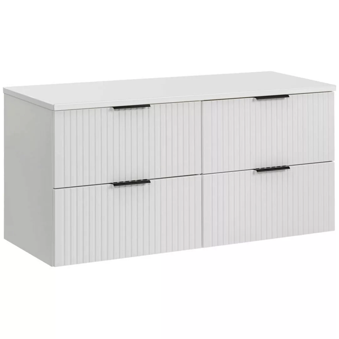 Waschtischunterschrank 120 cm weiß matt mit gerillter Front, 4 Softclose-Au günstig online kaufen