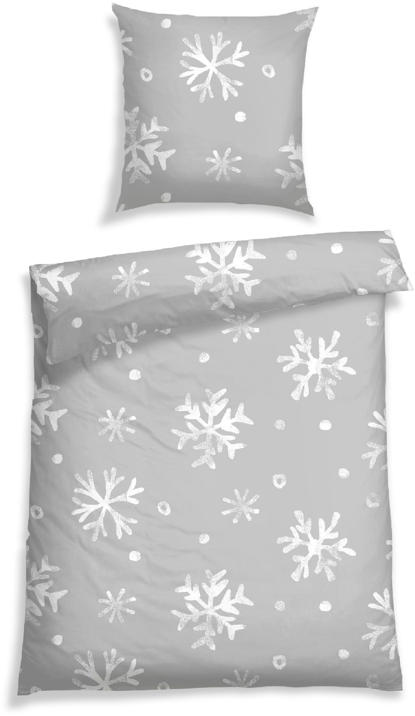 Schiesser Bettwäsche »Skadi aus weicher Baumwolle mit weißen Schneeflocken« günstig online kaufen
