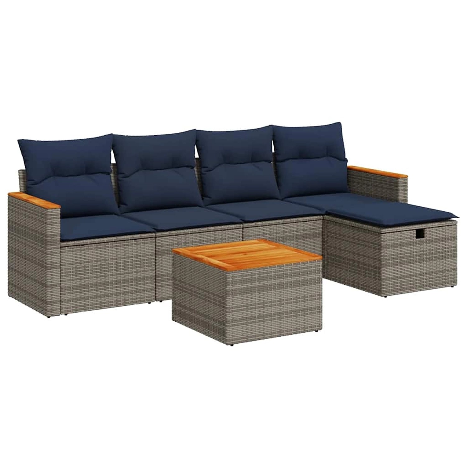 vidaXL 6-Tlg Garten-Sofagarnitur mit Kissen Grau Poly Rattan 3325911 günstig online kaufen