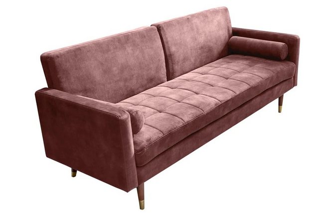 LebensWohnArt Sofa Elegantes Schlafsofa DIVANO 196cm altrosa Mikrovelours 3 günstig online kaufen